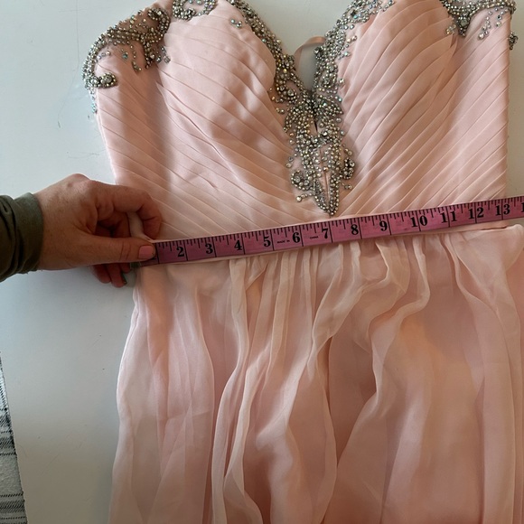 La Femme Blush Designer Pleated Chiffon Jeweled Embellished Prom Dress 20027 6 - Picture 15 of 16
